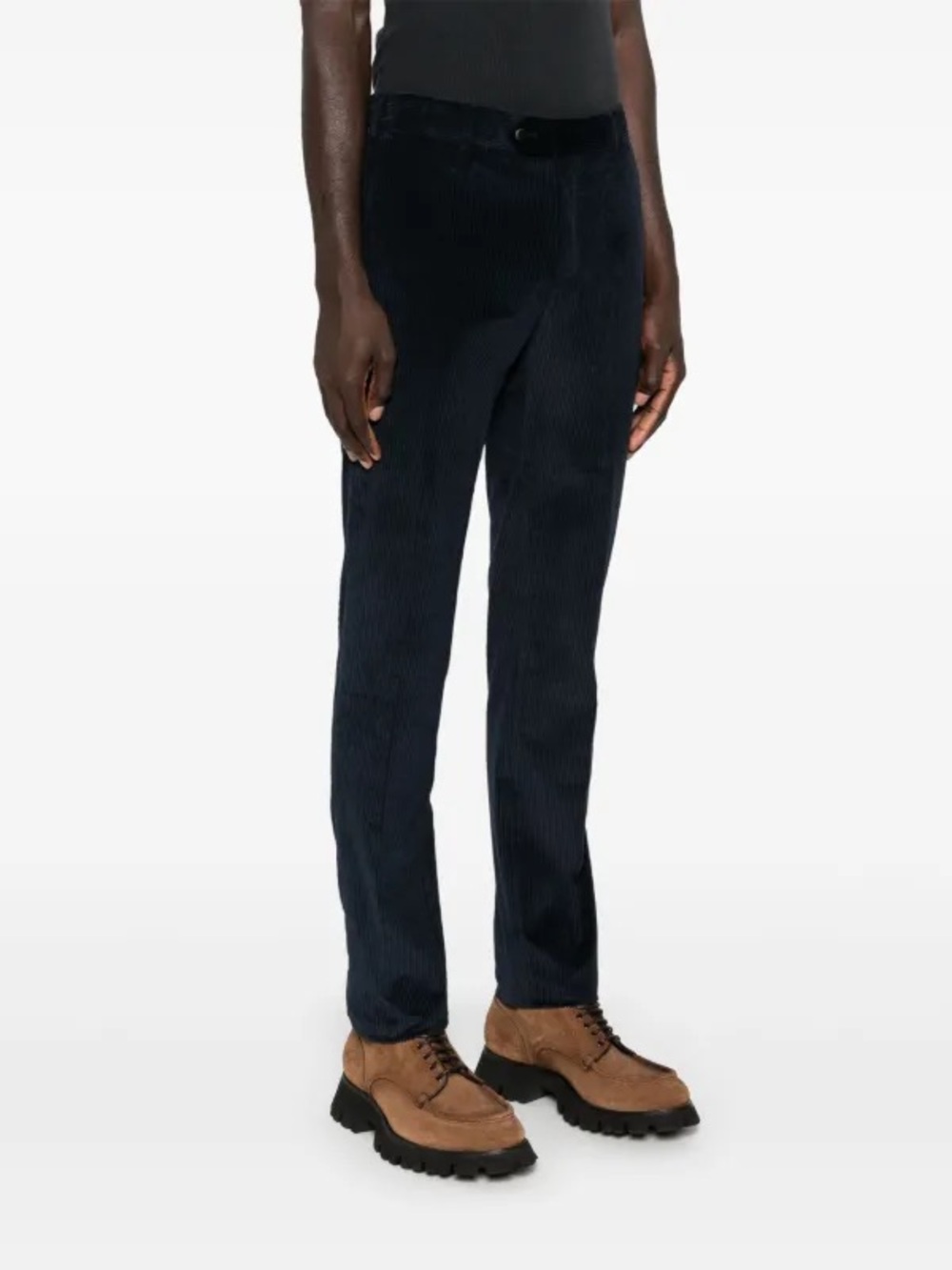 PT01 Torino Corduroy Trousers Navy Blue Slim Cut Cotton Minimalist